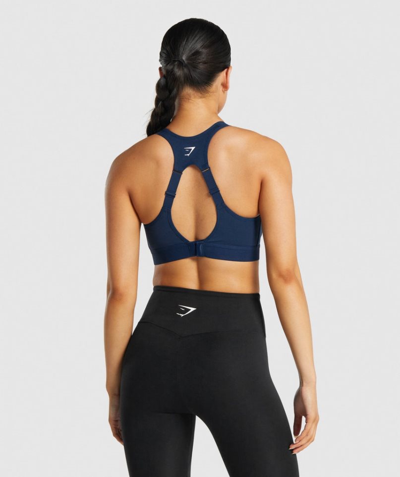 Women's Gymshark Open Back Sports Bra Navy | CA 75NA36